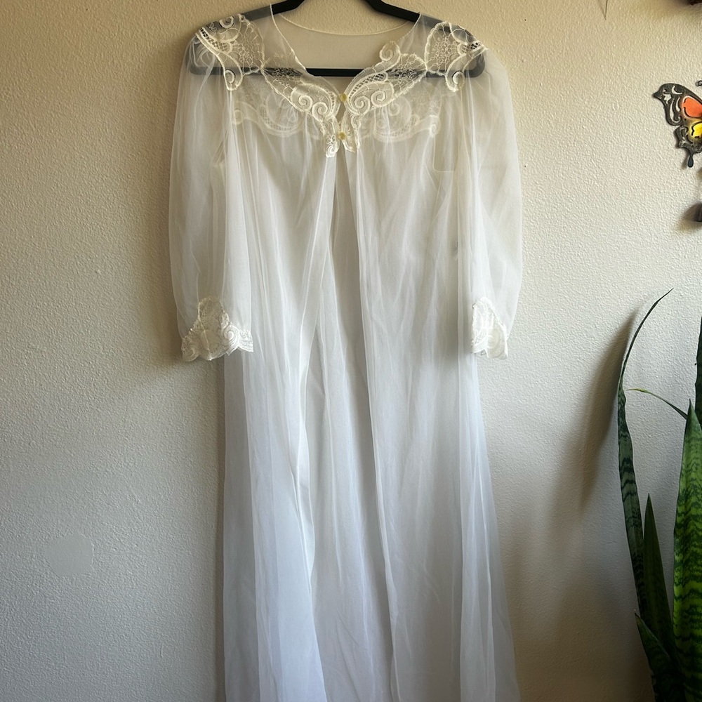 60’s vintage sheer white lace nightgown